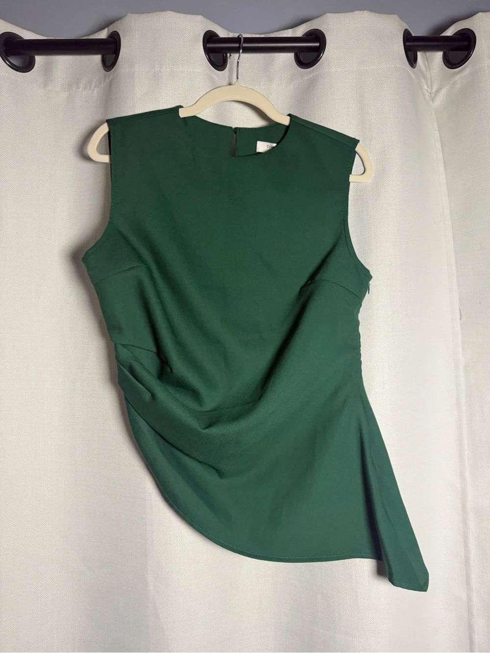 Commense Dark Green Asymmetrical Sleeveless Blouse Size Large